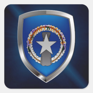 Metallisches Emblem der Nördlichen Mariana-Inseln Quadratischer Aufkleber