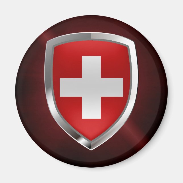 Metallisches Emblem der Schweiz Magnet (Vorne)