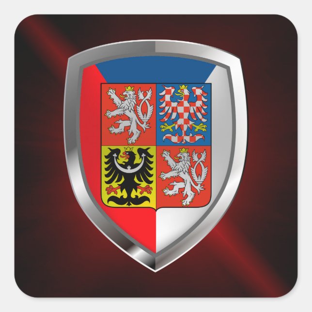 Metallisches Emblem der Tschechischen Republik Quadratischer Aufkleber (Vorderseite)