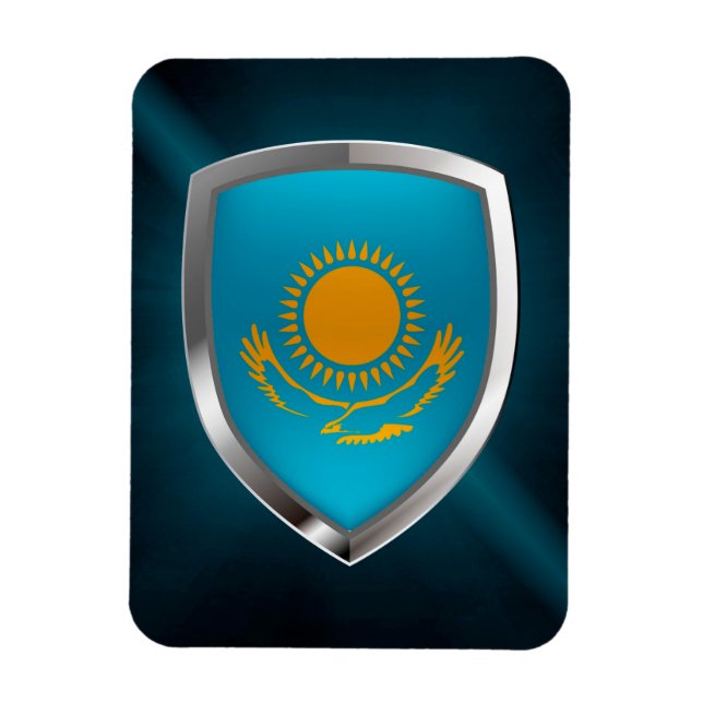 Metallisches Emblem in Kasachstan Magnet (Vertikal)