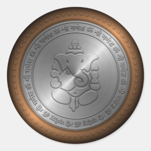 Metallisches Emossed Ganesha Zeichen Runder Aufkleber