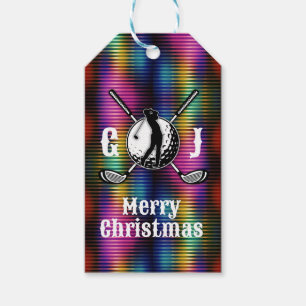 Metallisches farbiges Golf Monogram Design Geschenkanhänger