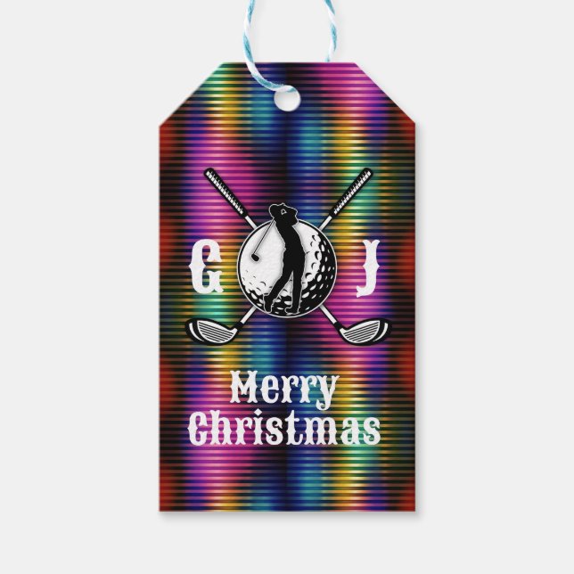 Metallisches farbiges Golf Monogram Design Geschenkanhänger (Vorderseite)