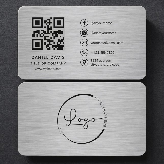 Metallisches Firmenlogo QR-Code Visitenkarte (Von Creator hochgeladen)