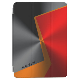 Metallisches geometrisches Schwarz-Rot- und Orange iPad Air Hülle