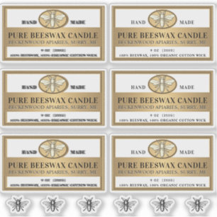 Metallisches Gold-Bienenwachs-Kerzensiegel mit Bie Aufkleber