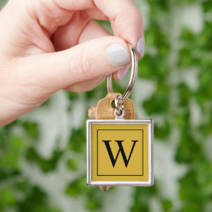 Metallisches Gold Custom Monogram Premium Quadrat Schlüsselanhänger