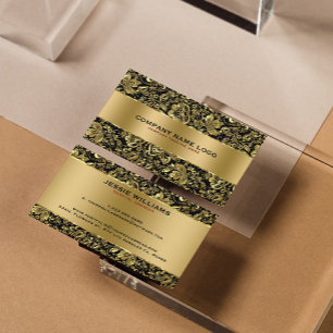 Metallisches Gold Edelstahl & BlumenDamasken Visitenkarte