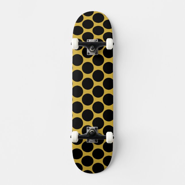 Metallisches Gold im Schwarz-Dot-Stil Skateboard (Vorderseite)