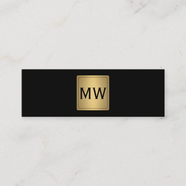 Metallisches Gold-Label Monogram Black Mini Visitenkarte (Vorderseite)