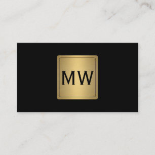 Metallisches Gold-Label Monogram Black Visitenkarte