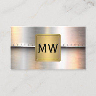 Metallisches Gold-Label Monogramm Rivets Industr Visitenkarte