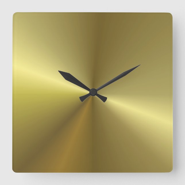 Metallisches Gold Look Hintergrund Modernes Templa Quadratische Wanduhr (Vorderseite)