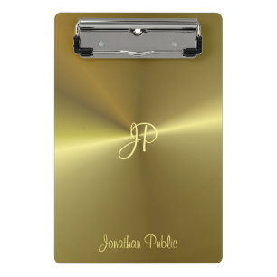 Metallisches Gold Look Monogram Template Elegant Mini Klemmbrett