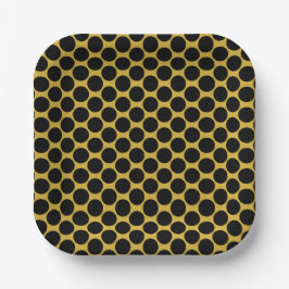 Metallisches Gold mit Black Dot Style 7" Square Pappteller