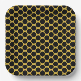 Metallisches Gold mit Black Dot Style 9" Square Pappteller