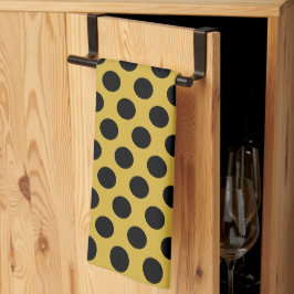 Metallisches Gold mit modernem Black Dot Style Geschirrtuch