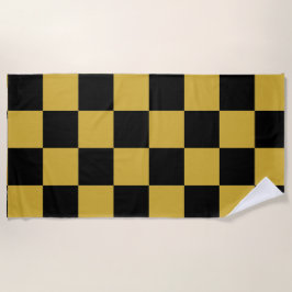 Metallisches Gold mit Schwarz-Quadrat-Stilmuster Strandtuch
