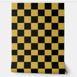Metallisches Gold mit Schwarz-Quadrat-Stilmuster Tapete