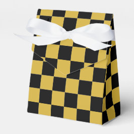 Metallisches Gold mit schwarzem Quadrat Muster Kle Geschenkschachtel