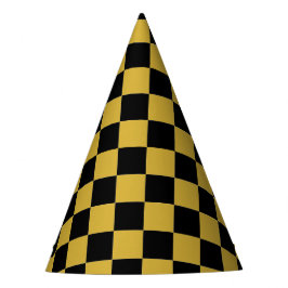 Metallisches Gold mit schwarzem Quadratmuster Partyhütchen