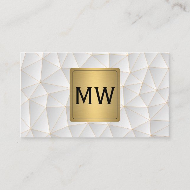 Metallisches Gold | Monogramm | Geometrische Dreie Visitenkarte (Vorderseite)