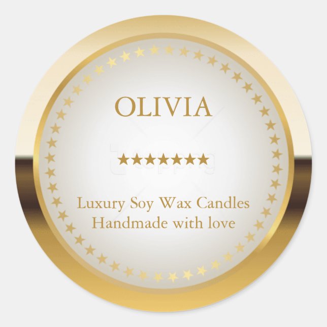 Metallisches Gold Runder Aufkleber (Vorderseite)
