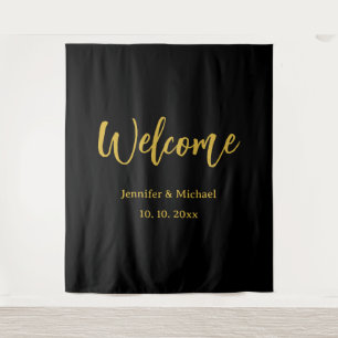 Metallisches Gold & Schwarz Professionell Modern E Wandteppich