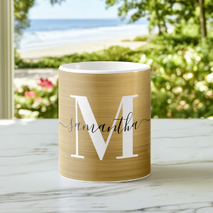 Metallisches Gold-Signatur-Monogramm Kaffeetasse