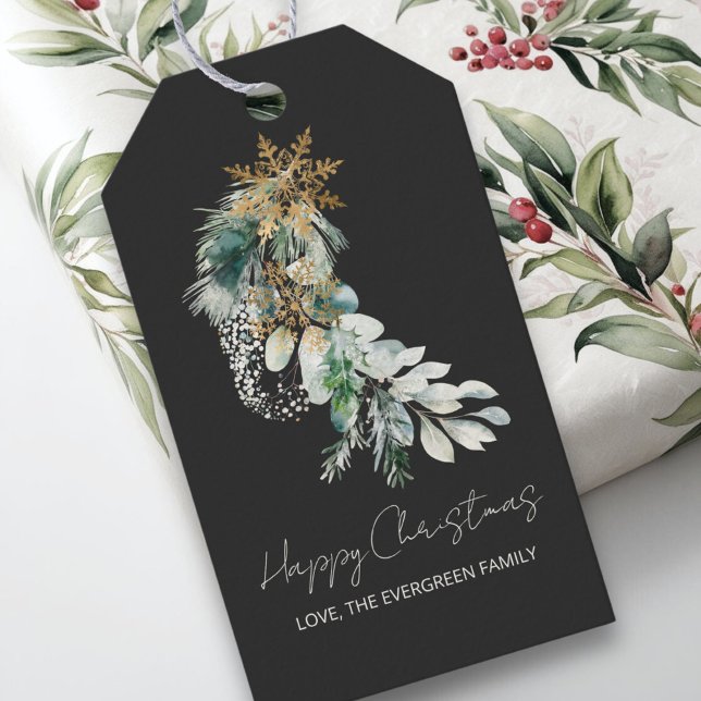 Metallisches Gold Snowflake Wasserfarben Weihnacht Geschenkanhänger (Von Creator hochgeladen)