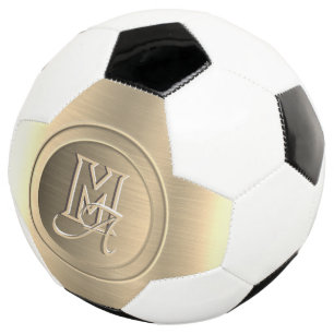 Metallisches Gold Stahl geprägtes Monogramm Fußball