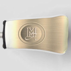 Metallisches Gold Stahl geprägtes Monogramm Golf Headcover