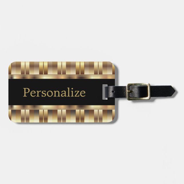 Metallisches Gold Stripes | DIY Text Gepäckanhänger (Vorderseite horizontal)
