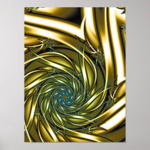 Metallisches Gold und elektrisch Türkis Fibonacci- Poster