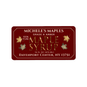 Metallisches Gold- und Red-Maple-Adressetikett Adressaufkleber