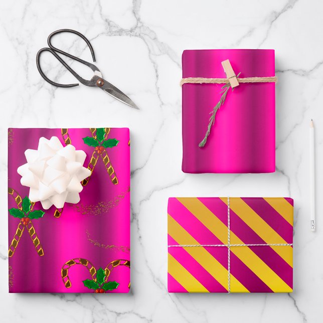Metallisches Gold und rosa Weihnachten Geschenkpapier Set (Von Creator hochgeladen)