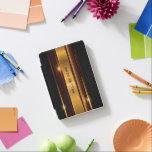 Metallisches Gold und Schwarz, modernes geometrisc iPad Mini Hülle<br><div class="desc">Bild von glänzenden metallischen goldenen Streifen mit schwarzem metallischem geometrischem Hintergrund. Optionales Monogramm</div>