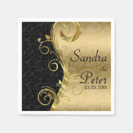 Metallisches Gold und schwarzer Damast - Save the Serviette