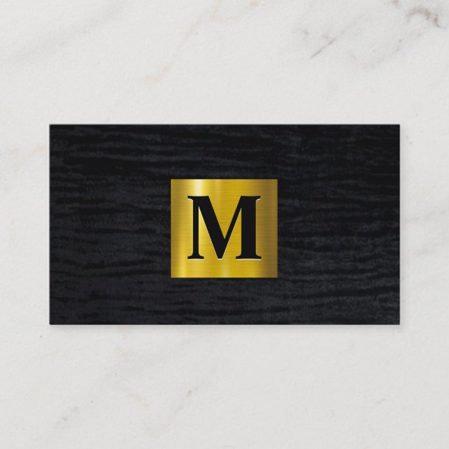 Metallisches Gold | Velvet Black | Monogramm Visitenkarte (Vorderseite)
