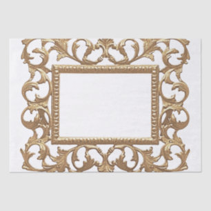 Metallisches Gold Verzierter Akanthusblatt Vintage Seidenpapier