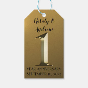 Metallisches Gold zum ersten Hochzeitstag Geschenkanhänger
