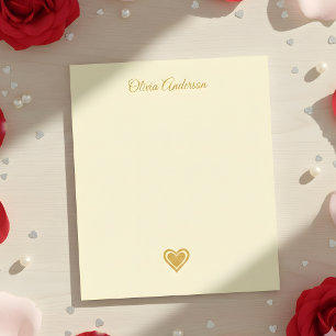 Metallisches goldenes Herz Valentinstag Personalis Notizblock