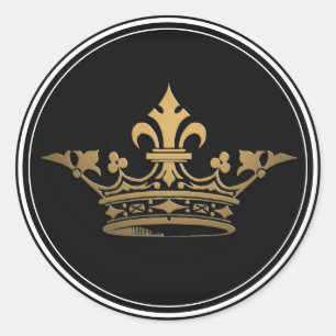 Metallisches Goldgrenzenschwarz (Vintag Crown Meta Runder Aufkleber