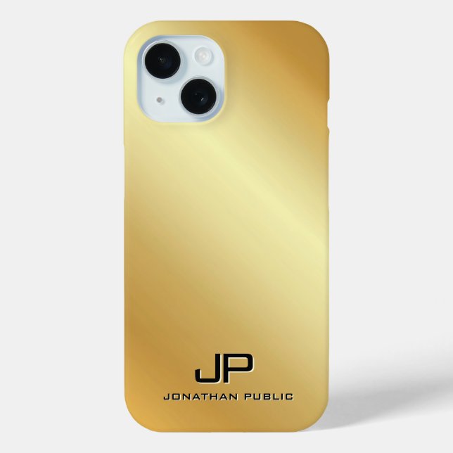 Metallisches Goldschablone-Monogramm Personalisier Case-Mate iPhone Hülle (Rückseite)
