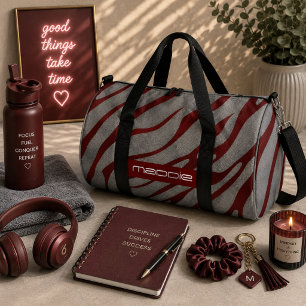 Metallisches Grau-Zebrastreifen-Muster Duffle Bag