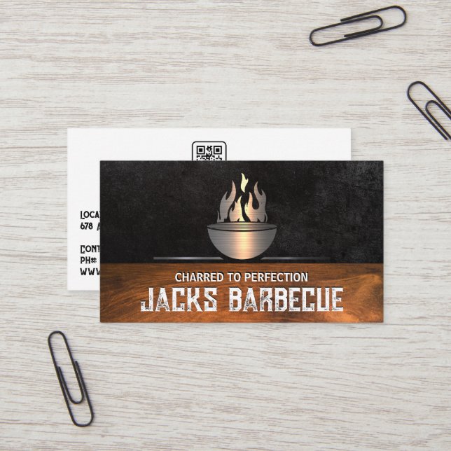 Metallisches Grillen-Logo | Sleek Black | Holzschn Visitenkarte (Vorderseite/Rückseite Beispiel)