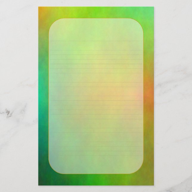 "Metallisches grünes" feines gezeichnetes Briefpapier (Vorderseite)