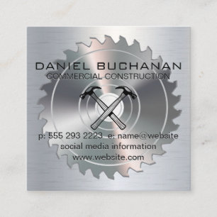 Metallisches Hammersymbol   Circle Saw Business Ca Quadratische Visitenkarte