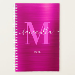 Metallisches Hot-Pink-Signature-Monogramm 2025 Planer