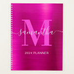 Metallisches Hot-Pink-Signature-Monogramm Planer<br><div class="desc">Erstellen Sie für sie einen personalisierten gürteleigenen Namen und ein mit Monogramm Planer- oder Terminbuch. Die Fuchsia-Imitate aus metallischer Folie werden wie ein Foto gedruckt. Helle, rosa und weiße zeitgenössische Monogramm mit elegantem Kalligraphiedesign im Signaturstil können individuell angepasst werden.</div>